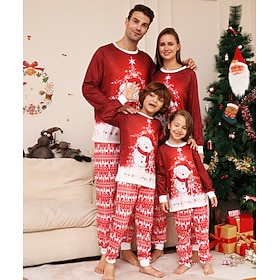 Santa Claus Family Christmas Pajamas Nightwear Men's Women's Boys' Girls' Cute Family Matching Outfits Sweet Kid's Adults' Christmas New Year Christmas Eve Hom