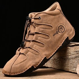 Men's Boots Casual Shoes Plus Size Handmade Shoes Comfort Shoes Business Classic Casual Outdoor Daily Leather Pigskin Warm Non-slipping Height-increasing Booti