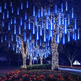 Meteor Shower Rain Lights 8pcs 30cm Tubes Outdoor 11.8inch Icicle Snowfall Light for  Decoration LED Decoration Falling Drop String Light