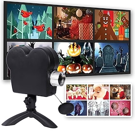 Weihnachtsfensterprojektor Halloween-Holographieprojektor LED-Steckerprojektionlampe 12 Filme verwendet für Halloween-Weihnachtsgarten-Dekoration Familien-Auße
