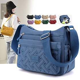 Women's Multi-Pocket Nylon Crossbody Bag  Lightweight Waterproof Shoulder Purse for Travel, Work  Daily Use