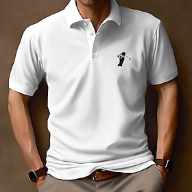 Men's Polo Shirt Lapel Polo Graphic Polo Button Up Polos Cotton Polo Shirt Graphic Prints Golf Turndown Black White Pink Navy Blue Blue Out