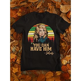 Women's T shirt Tee Letter Portrait Black Print Short Sleeve Daily Weekend Basic Round Neck you can have him jolene Regular Fit