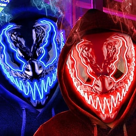 Maske Halloween LED-Leuchtmaske für Erwachsene Kinder dunkle und böse leuchtende Augen Neonmaske mit 3 Beleuchtungsmodi El-Draht – ideales Geschenk für Männer