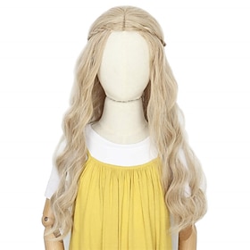 Fairytale Princess Long Wavy Platinum Blonde Half-Up Cosplay Halloween Wig