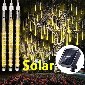 Solar Meteor Rain Light 30cm x 10 Tubes Outdoor Waterproof Starry Lights Festival Street String Lights Garden Hanging Tree Light Christmas Decoration