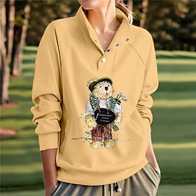 Women's Golf Pullover Sweatshirt Black White Pink Long Sleeve Thermal Warm Top Fall Winter Ladies Golf Attire Clothes Outfits Wear Apparel