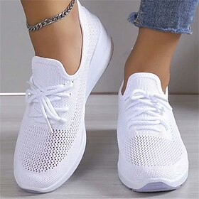 Women's Sneakers Height Increasing Shoes Outdoor Daily Solid Color Summer Wedge Heel Round Toe Sporty Casual Comfort Running Walking Tissage Volant Elastic Ban