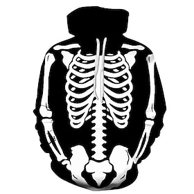 Kapuzensweatshirt Druck 3D Party Cosplay Halloween Totenkopf Bischofsärmel Fronttasche Grafik für Paar Herren Damen Erwachsene 3D-Druck für Halloween Karneval