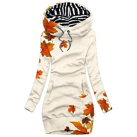 Women's Sweatshirt Pullover Leopard Floral Sports Basic Drawstring Front Pocket White Pink Blue Street Casual Hoodie Long Sleeve Top Micro-elastic Fall  Winter