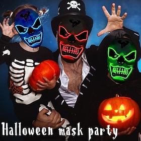 halloween led masque lumineux new party rave neon mask décor horreur clown light up mask mascarade club cosplay costum props