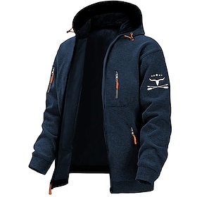 Herren Kapuzenpullover Mit Reißverschluss Jacke Marineblau Dunkelgray Grau Mit Kapuze Graphic Tier Bedruckt Sport  Natur Casual Täglich Str