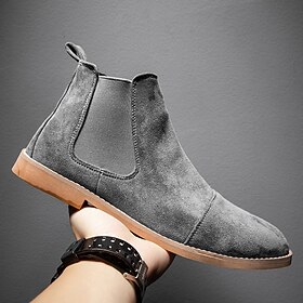 Men's Boots Chelsea Boots Suede Shoes Dress Shoes Business Casual Outdoor Daily PU Warm Slip Resistant Booties / Ankle Boots Loafer Black Brown Gray Fall Winte