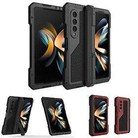 Phone Case For Samsung Galaxy Z Fold 5 Z Fold 4 Heavy Duty Kickstand Shockproof Armor Metal Silicone