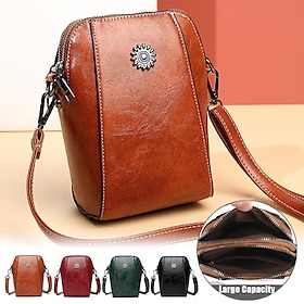 Women's Brown Faux Leather Crossbody Bag  Stylish Sunflower Design with Adjustable Strap for Daily Use, Travel  Casual Outings