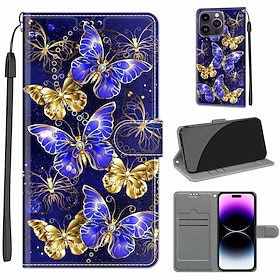 Phone Case For iPhone 16 15 14 Pro Max Plus 13 12 Pro Max Mini Wallet Case Flip Cover with Stand Holder Full Body Protective Card Slot Flower Flower Floral TPU