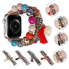 Kompatibel med Apple Watch-klokkereim 38mm 40mm 41mm 42mm 44mm 45mm 49mm Dame Perler Justerbar Perler Erstatningsklokkerem til iwatch Series Ultra 8 7 SE 6 5 4