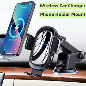 Wireless Car Charger with Phone Holder Mount Cell Phone Car Holder Phone Stand for Car Dashboard Windshield Cell Phone Automobile Cradles for iPhone Android Sm