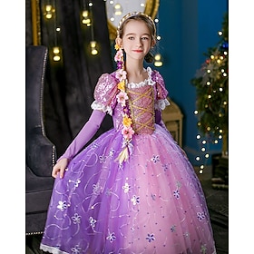 Prinzessin Rapunzel Kleid Umhang Blumenmädchenkleid Cosplay Kostümparty for Mädchen Kinder Halloween Kindertag Maskerade Hochzeit Hochzeitsgast
