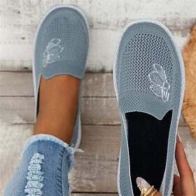 Women's Flats Slip-Ons Plus Size Comfort Shoes Outdoor Daily Solid Color Summer Flat Heel Round Toe Sporty Casual Comfort Walking Mesh Loafer Wine Red Black Be