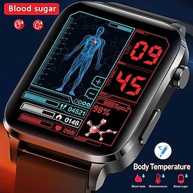2023 ny blodsukker smartklokke menn helse hjertefrekvens blodtrykk sport smartklokke kvinner glukometerklokke for android iphone