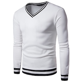 Men's Sweater Pullover Sweater Jumper Jumper Ribbed Knit Regular Slim Fit Knit Stripe V Neck Modern Contemporary Work Daily Wear Clothing Apparel Fall  Winter