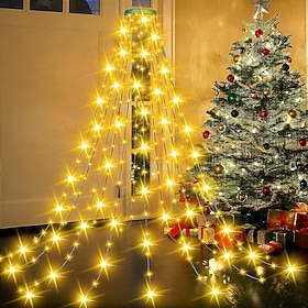 Lumières pour arbre de Noël avec anneau 6,6 pi 16 lignes 400 LED pour arbre de Noël étanches 8 modes avec télécommande pour décorations de Noël intérieure exté
