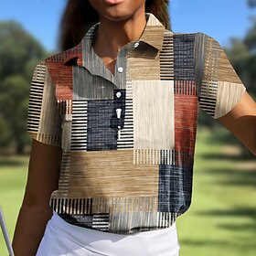 Women's Golf Polo Shirt Pink Red Blue Short Sleeve Sun Protection Top Floral Ladies Golf Attire Clothes Outfits Wear Apparel