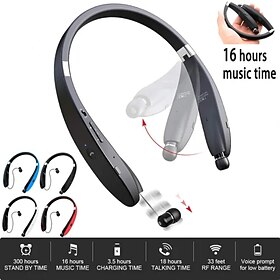 Foldable Bluetooth Headset Lightweight Retractable Bluetooth Headphones for SportsExercise Noise Cancelling Stereo Neckband Wireless Headset