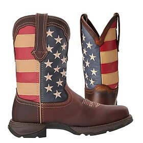 Men's Boots Cowboy Boots Retro Walking Casual Daily PU Comfortable Mid-Calf Boots Loafer Brown Spring Fall
