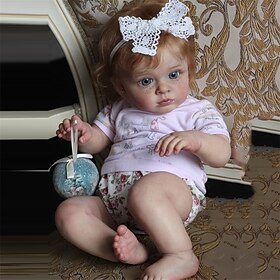 24 tommers Dukke Reborn Baby Doll liv som Søtt Ikke Giftig Kreativ Klede med klær og tilbehør til jenter til bursdag og festival