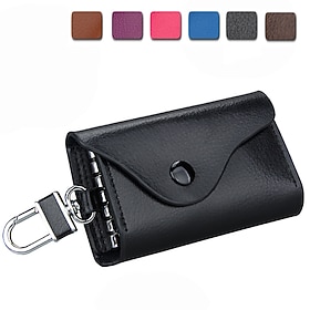 Men's Genuine Leather Key Case - Multi-Functional Wallet with Keychain, Credit Card Holder, Money Clip