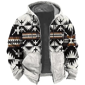 Native American Pattern Hoodie Mens Graphic Tribal Prints Sports Ethnic Classic 3D Zip Jacket Outerwear Holiday Vacation Streetwear Hoodies