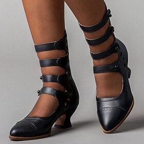 Women's Sandals Boots Brogue Plus Size Sandals Boots Summer Boots Outdoor Daily Solid Color Mid Calf Boots Winter Kitten Heel Pointed Toe Elegant Vintage Casua