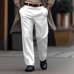 Men's Dress Pants Trousers Casual Pants Suit Pants Front Pocket Plain Comfort Business Daily Holiday Fashion Chic  Modern Black White
