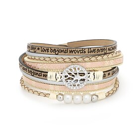Women's Loom Bracelet Layered Tree of Life Weave Punk Fashion Personalized Elegant Holiday Leather Bracelet Jewelry Brown For Gift Holiday Date Festival