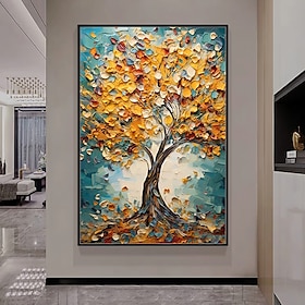 Mintura Handmade Color Texture Tree Oil Paintings On Canvas Wall Art Decoration Modern Abstract Picture For Home Decor Rolled Frameless Uns