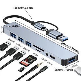 8 In 1 Usb Hub Dual…