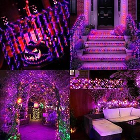Guirlande lumineuse Halloween violet orange 8 fonctions intérieure et extérieure guirlande lumineuse décorative Halloween prise de sécurité basse tension 10 mè