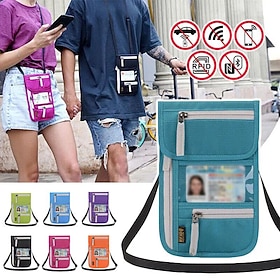 RFID Blocking Passport Holder Travel Wallet Card Bag Shileding Neck Pouch Security Protect Adjusted Strap Faraday Bag