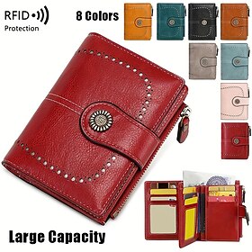 Women's RFID Blocking Faux Leather Wallet  Large Capacity Vintage Bifold Clutch Purse with Zipper Coin Pocket for Everyday  Travel Use