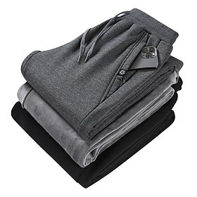 Men's Fleece Pants Sweatpants Joggers Winter Pants Trousers Pocket Drawstring Elastic Waist Plain Comfort Breathable Outdoor Daily Going out Fashion Casual Bla