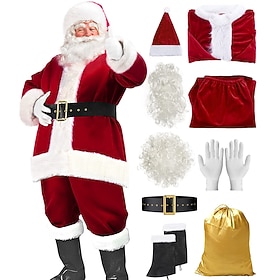 Santa Anzüge Weihnachtsmann-Bart Weihnachtsmütze Weihnachtsmann für Herren Erwachsene Weihnachten Karneval Heiligabend Party  Abend