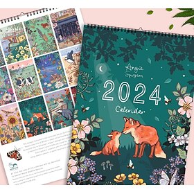 Kalender 2024 mit Natur- und Wildtiermotiven, Wandkalender 2024 mit Natur- und Wildtierkunst, 29 x 21 cm