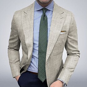 Men's Graduation Blazer Business Cocktail Party Wedding Party Fashion Casual Spring Fall Polyester Plain Pocket Buttons Casual / Daily Single Breasted Blazer