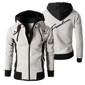 Independence Day American Flag Hoodie Mens Graphic Freedom Prints National Fashion Daily Casual Outerwear Zip Vacation Going Streetwear Hoodies Black Beige Gra