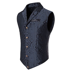 Men's Vest Waistcoat Outdoor Daily Wear Vacation Going out Fashion Basic Fall Winter Button Polyester Warm Plain Single Breasted Lapel Regular Fit Black White