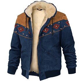 Winter Wonderland Mens Graphic Hoodie Tribal Prints Daily Classic Casual 3D Jacket Fleece Outerwear Holiday Vacation Going Hoodies Black Brown Green Native Ame