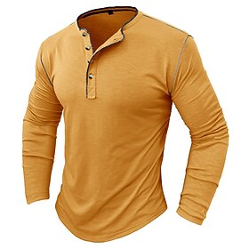 Men's T shirt Tee Henley Shirt Tee Top Long Sleeve Shirt Plain Henley Street Vacation Long Sleeve Clothing Apparel Fashion Designer Basic