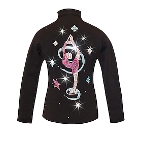 Chaqueta de lana para patinaje artístico Mujer Chica Patinaje Sobre Hielo Chaqueta Camiseta Negro Rosa Morado Elástico Entrenamiento Competición Ropa de Patina
